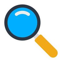 Research tool icon, flat design of magnifier vector