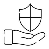 Hand holding shield showcasing security service vector