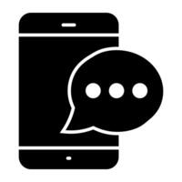 Message bubble with smartphone, icon of mobile chat vector