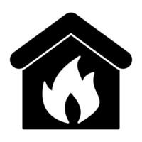 moderno diseño icono de hogar fuego vector