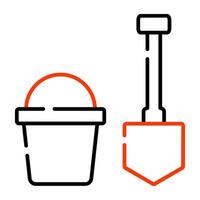 Spade with bucket showing concept of construction tools vector