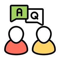 A flat design icon of question and answer vector