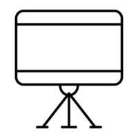 A tripod stand icon, linear design of presentation board vector