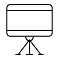 A tripod stand icon, linear design of presentation board vector