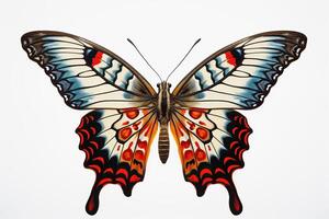 ai generado hermoso, estilizado zeryntia rumina mariposa en un blanco fondo, ai generado foto