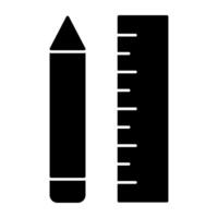 Pencil with scale, solid design of stationery tools vector