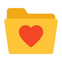 Heart on document case, icon of favorite folder vector