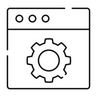 Gear on web page, icon of web setting vector