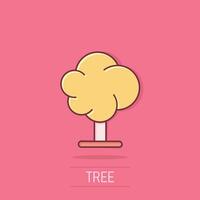 árbol icono en cómic estilo. bosque dibujos animados vector ilustración en aislado antecedentes. planta chapoteo efecto firmar negocio concepto.