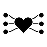 corazón con nodos demostración concepto de amor red vector