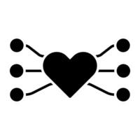 Heart with nodes showing concept of love network vector