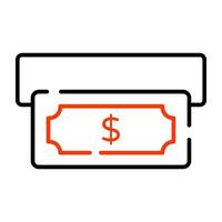 Cash withdrawal icon in linear design vector