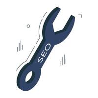 Editable design icon of wrench vector