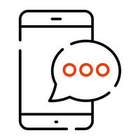 Chat bubble with smartphone, icon of mobile chat vector