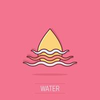 Water drop icon in comic style. Liquid cartoon vector illustration on isolated background. Droplet splash effect business concept.