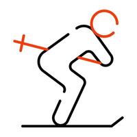 A outline design icon of skiing vector