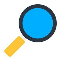 A research tool icon, flat design of magnifying glass vector