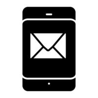 Envelope inside smartphone, icon of mobile mail vector