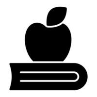 manzana Fruta con cerca libro, icono de sano educación vector