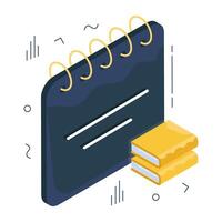 Calendar with books, icon of study schedule vector