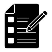 Paper with pencil showcasing checklist icon vector