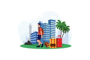 Vacation Traveler Flat Design Illustration vector
