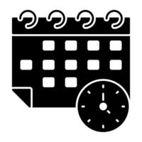 Clock with calendar, icon of timetable vector