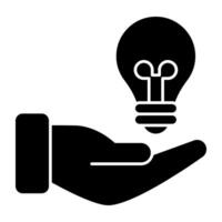 Vector design of offer idea, light bulb on hand