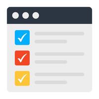 Checklist on web page, icon of online list icon vector