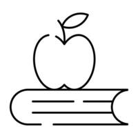 manzana Fruta con cerca libro, icono de sano educación vector