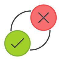 Select right and wrong symbolising concept of choice icon vector