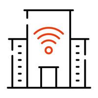 Architecture with wifi signals denoting concept of smart building vector