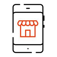 Trendy design icon of mobile shop vector