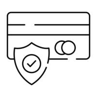 Atm card with shield, icon of secure card payment vector