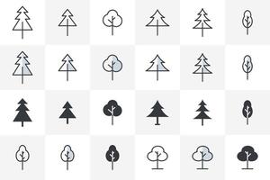 Tree Icon Set. Tree vector art bundle isolated on white background