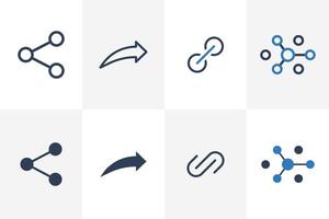 Arrow Sign, Share Icon Set. Communication, Media, Network, Connect, Sharing, Next, Connection icon symbol set vector illustration