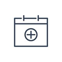 Plus Icon inside Calendar Icon Vector. Plus Sign and Calendar Icon vector flat style