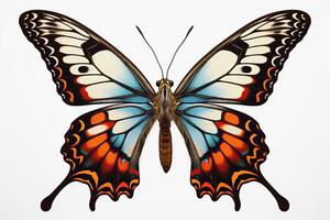 ai generado hermoso, estilizado zeryntia rumina mariposa en un blanco fondo, ai generado foto