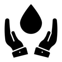 Drop inside hands denoting concept of water care vector