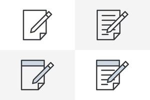 Document icon set vector. Notepad Icon, Document Symbol bundle with Paper and Pen icon flat style isolated on white background vector