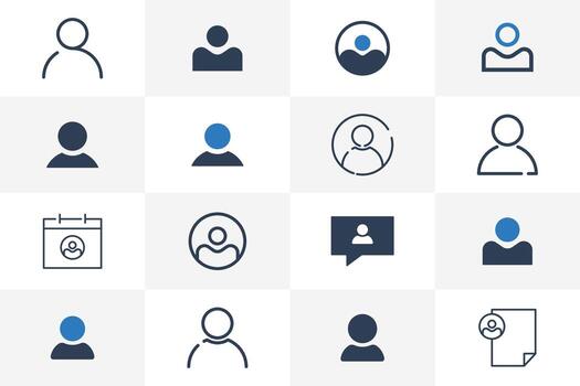 Profile Icon Set Vector. User Icon Bundle in Circle, Calendar, Message Icon, and Document Icon vector