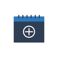 Plus Icon inside Calendar Icon Vector. Plus Sign and Calendar Icon vector flat style