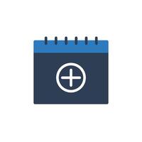 Plus Icon inside Calendar Icon Vector. Plus Sign and Calendar Icon vector flat style