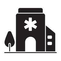 médico centrar icono, hospital edificio vector