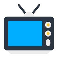 An entertainment media icon, flat design of television vector
