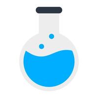 Chemical flask icon in flat design, experiment concept vector