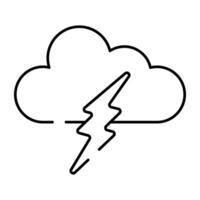 Cloud with bolt, icon of stormy cloud vector