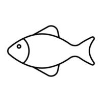Underwater sea animal icon, linear design of fish vector
