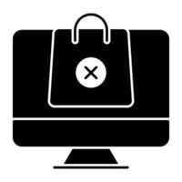 Cross sign on tote bag denoting concept of order cancel vector
