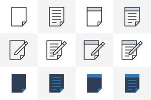 Document icon set vector. Notepad Icon, Document Symbol bundle with Paper and Pen icon flat style isolated on white background vector